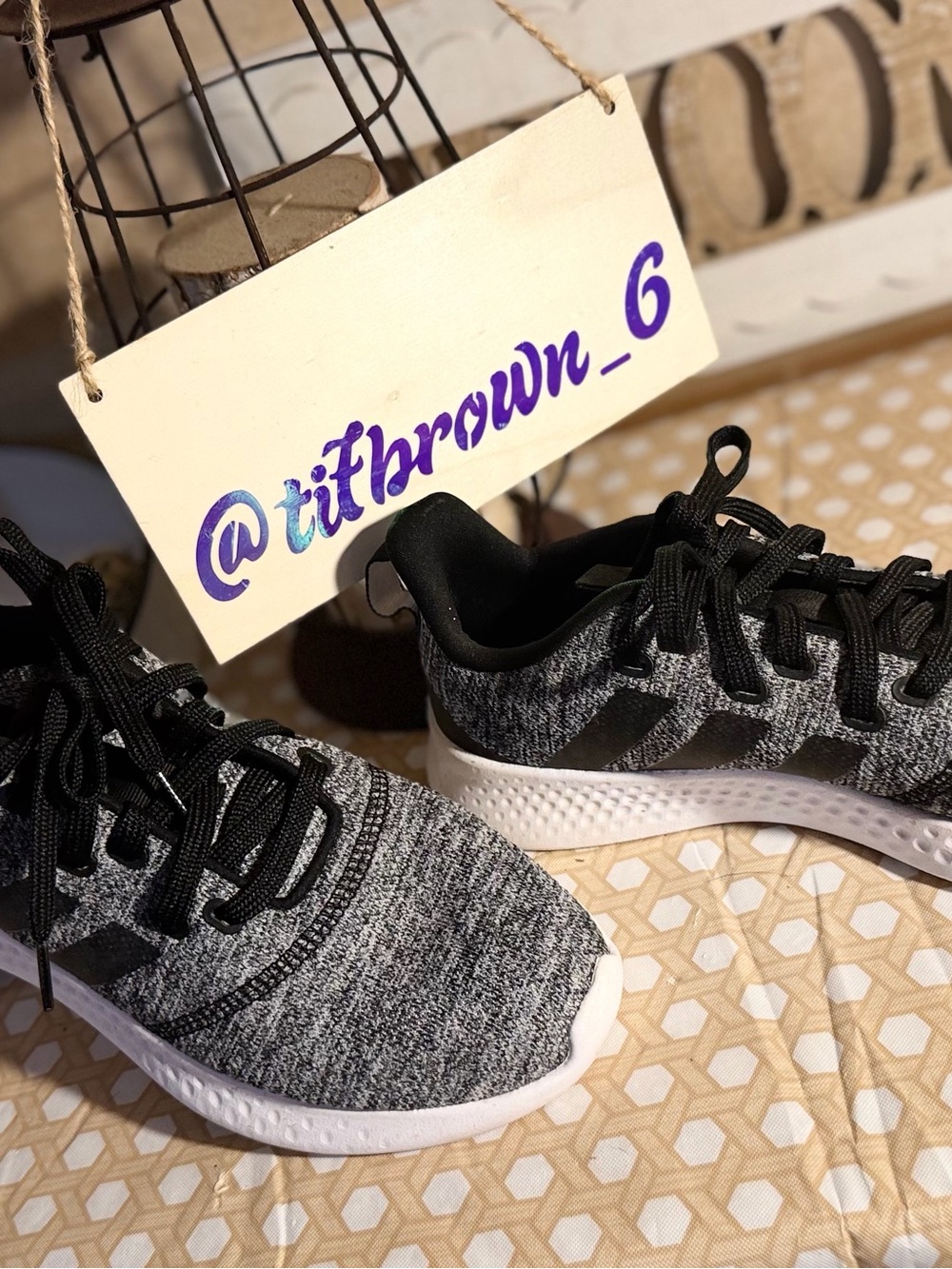 adidas Black and Gray Knit Athletic Shoes
